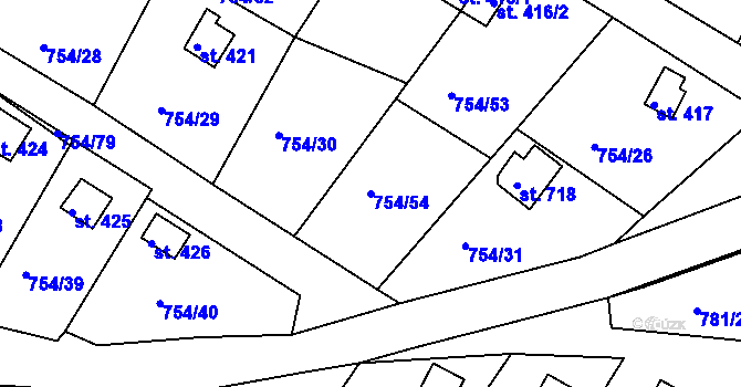 Parcela st. 754/54 v KÚ Podhrad, Katastrální mapa