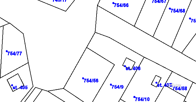 Parcela st. 754/55 v KÚ Podhrad, Katastrální mapa