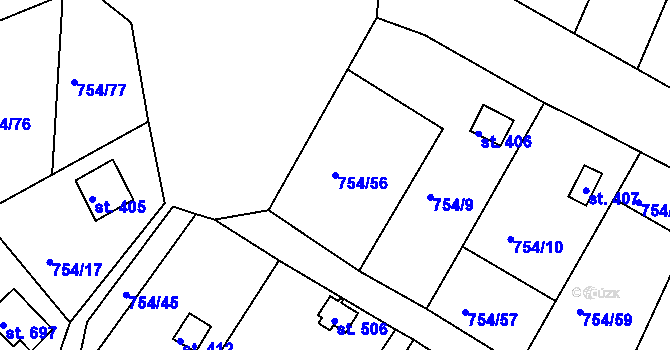 Parcela st. 754/56 v KÚ Podhrad, Katastrální mapa