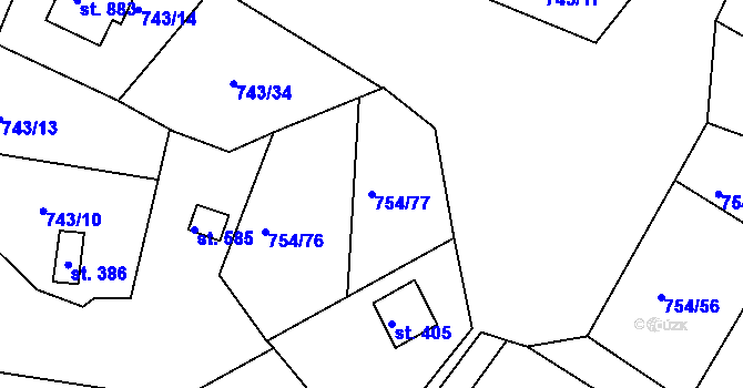 Parcela st. 754/77 v KÚ Podhrad, Katastrální mapa