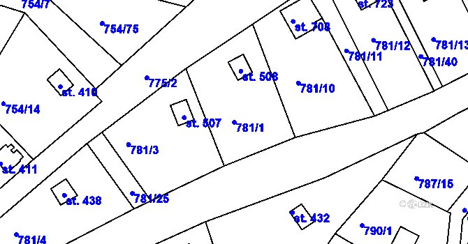 Parcela st. 781/1 v KÚ Podhrad, Katastrální mapa