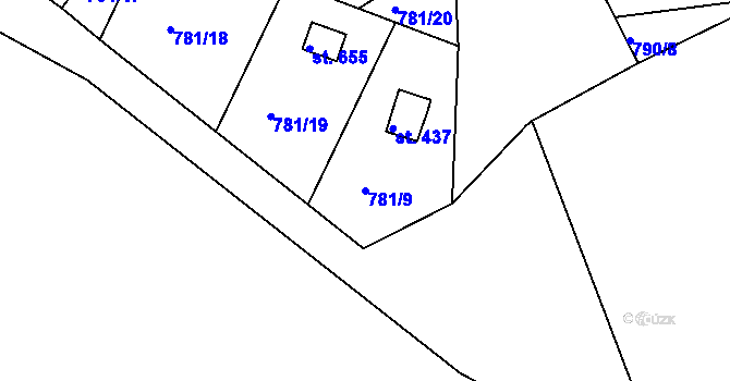 Parcela st. 781/9 v KÚ Podhrad, Katastrální mapa