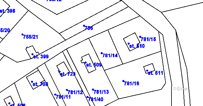 Parcela st. 781/14 v KÚ Podhrad, Katastrální mapa