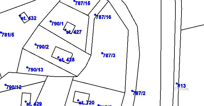 Parcela st. 787/3 v KÚ Podhrad, Katastrální mapa