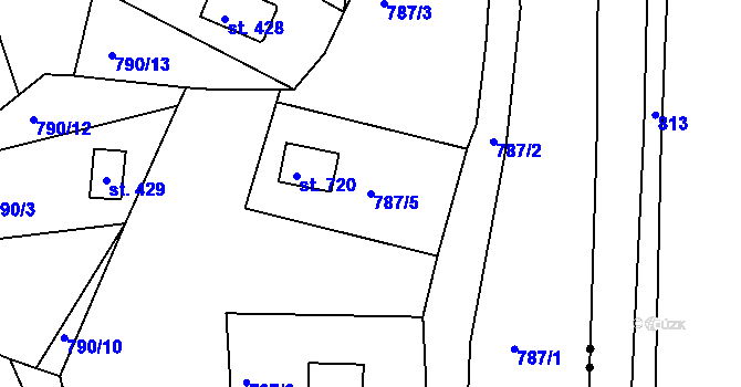Parcela st. 787/5 v KÚ Podhrad, Katastrální mapa
