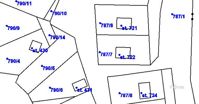 Parcela st. 787/7 v KÚ Podhrad, Katastrální mapa