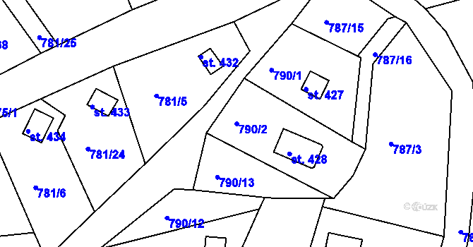 Parcela st. 790/2 v KÚ Podhrad, Katastrální mapa