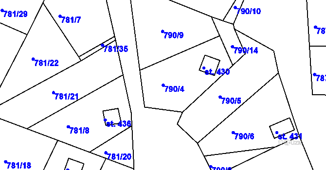 Parcela st. 790/4 v KÚ Podhrad, Katastrální mapa
