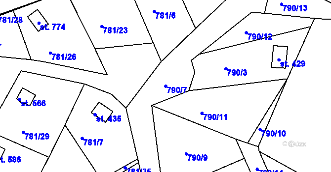 Parcela st. 790/7 v KÚ Podhrad, Katastrální mapa