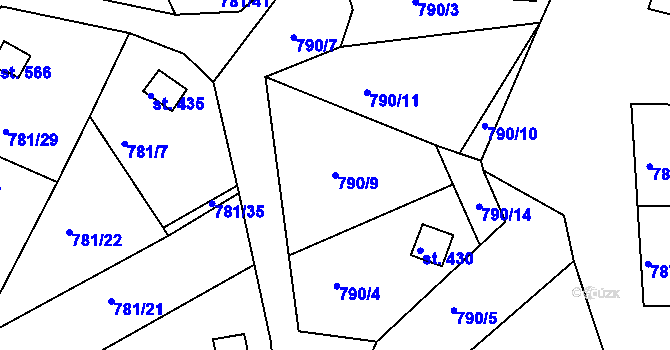 Parcela st. 790/9 v KÚ Podhrad, Katastrální mapa