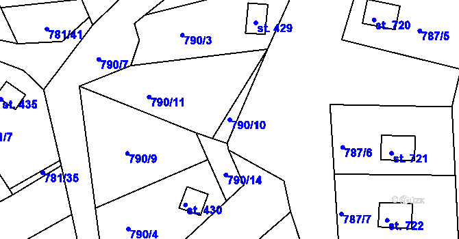 Parcela st. 790/10 v KÚ Podhrad, Katastrální mapa