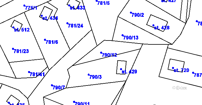Parcela st. 790/12 v KÚ Podhrad, Katastrální mapa