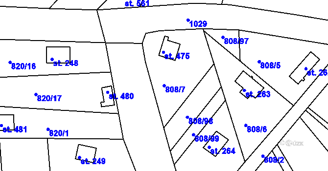 Parcela st. 808/7 v KÚ Podhrad, Katastrální mapa