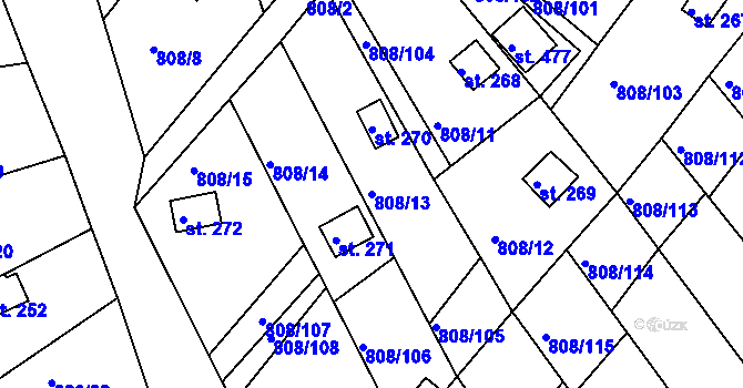 Parcela st. 808/13 v KÚ Podhrad, Katastrální mapa