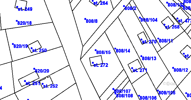 Parcela st. 808/15 v KÚ Podhrad, Katastrální mapa