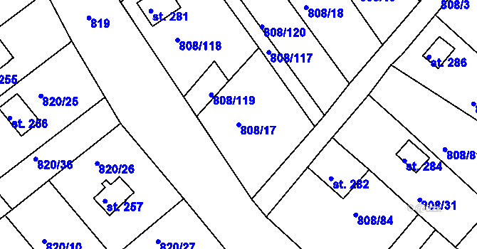 Parcela st. 808/17 v KÚ Podhrad, Katastrální mapa