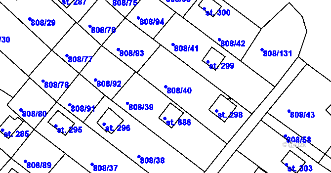 Parcela st. 808/40 v KÚ Podhrad, Katastrální mapa