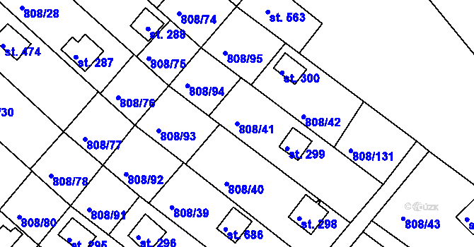 Parcela st. 808/41 v KÚ Podhrad, Katastrální mapa