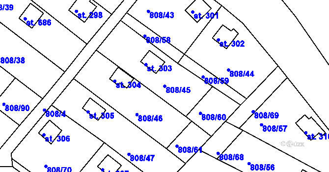 Parcela st. 808/45 v KÚ Podhrad, Katastrální mapa