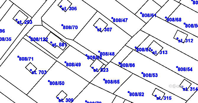 Parcela st. 808/48 v KÚ Podhrad, Katastrální mapa