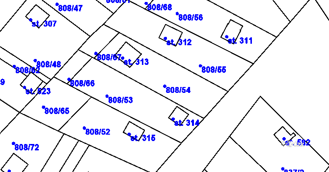 Parcela st. 808/54 v KÚ Podhrad, Katastrální mapa