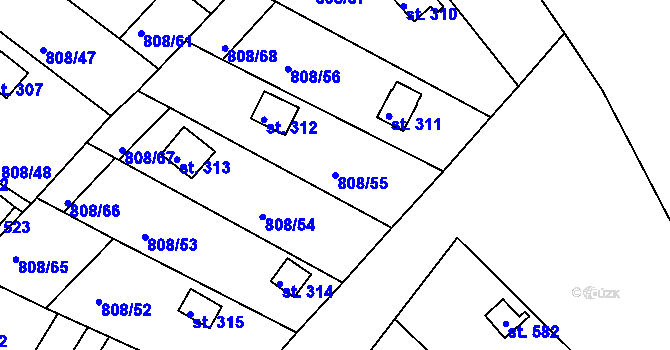 Parcela st. 808/55 v KÚ Podhrad, Katastrální mapa