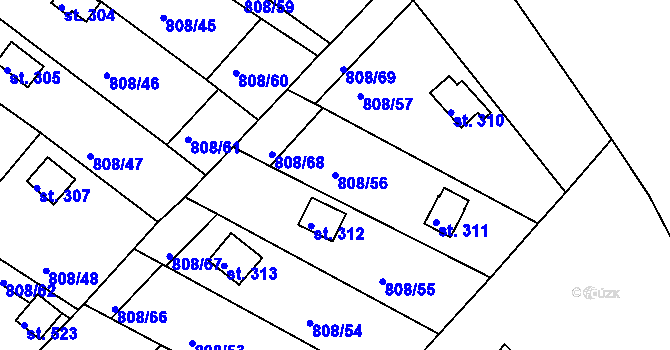 Parcela st. 808/56 v KÚ Podhrad, Katastrální mapa