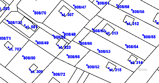 Parcela st. 808/66 v KÚ Podhrad, Katastrální mapa