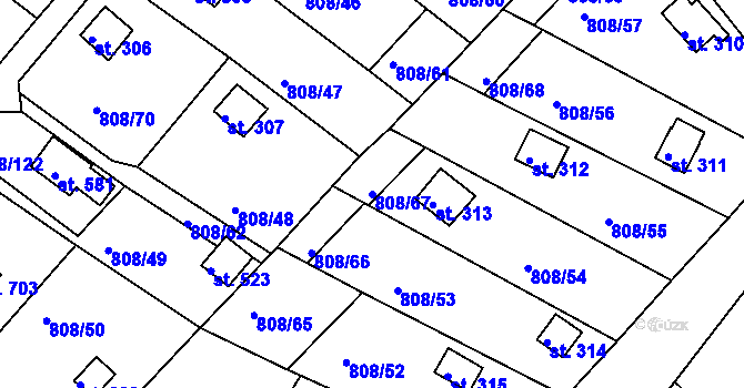 Parcela st. 808/67 v KÚ Podhrad, Katastrální mapa