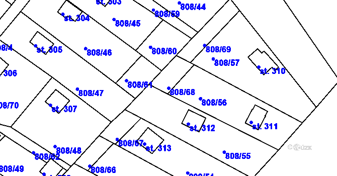 Parcela st. 808/68 v KÚ Podhrad, Katastrální mapa