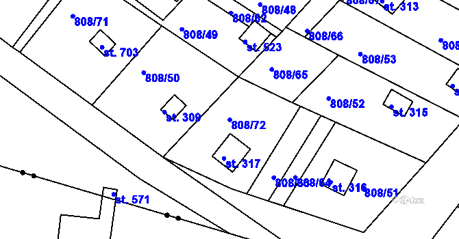 Parcela st. 808/72 v KÚ Podhrad, Katastrální mapa