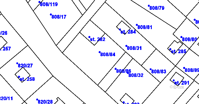 Parcela st. 808/84 v KÚ Podhrad, Katastrální mapa