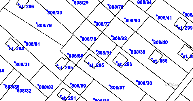 Parcela st. 808/91 v KÚ Podhrad, Katastrální mapa