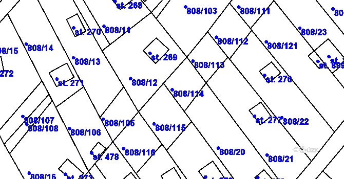 Parcela st. 808/114 v KÚ Podhrad, Katastrální mapa