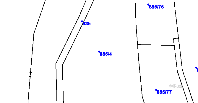 Parcela st. 885/4 v KÚ Podhrad, Katastrální mapa