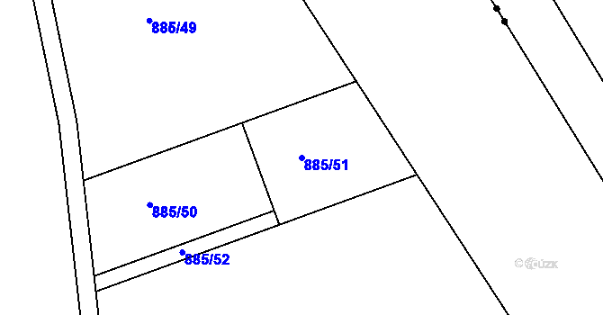 Parcela st. 885/51 v KÚ Podhrad, Katastrální mapa