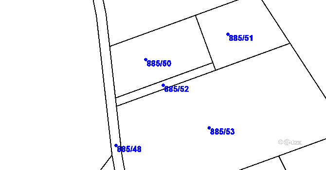 Parcela st. 885/52 v KÚ Podhrad, Katastrální mapa