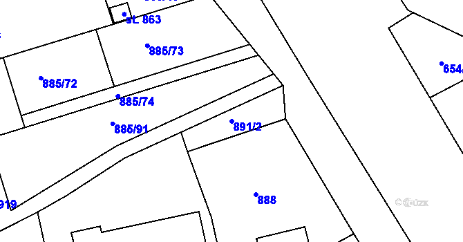 Parcela st. 891/2 v KÚ Podhrad, Katastrální mapa