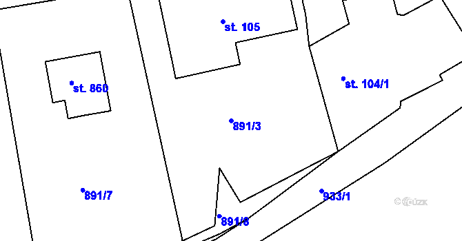 Parcela st. 891/3 v KÚ Podhrad, Katastrální mapa