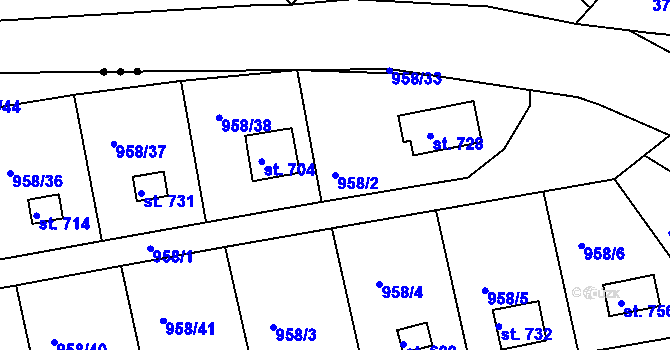 Parcela st. 958/2 v KÚ Podhrad, Katastrální mapa