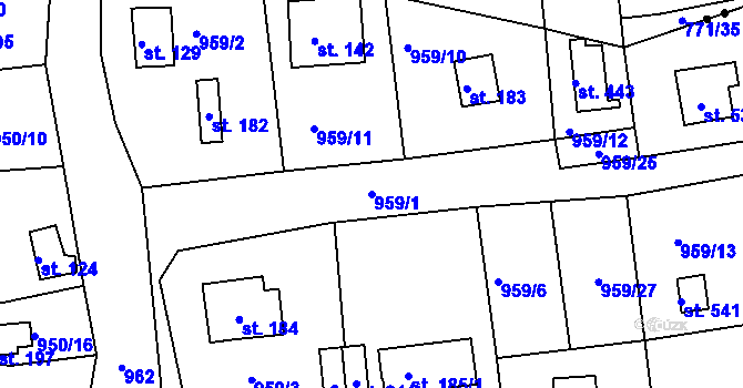 Parcela st. 959/1 v KÚ Podhrad, Katastrální mapa