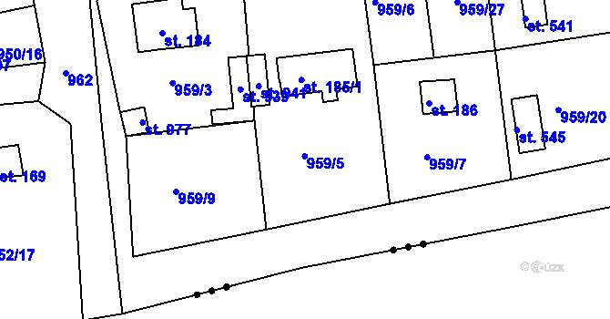 Parcela st. 959/8 v KÚ Podhrad, Katastrální mapa