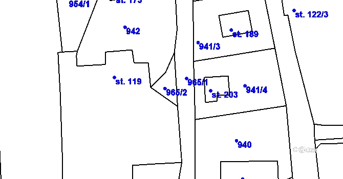 Parcela st. 965 v KÚ Podhrad, Katastrální mapa
