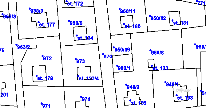Parcela st. 970 v KÚ Podhrad, Katastrální mapa