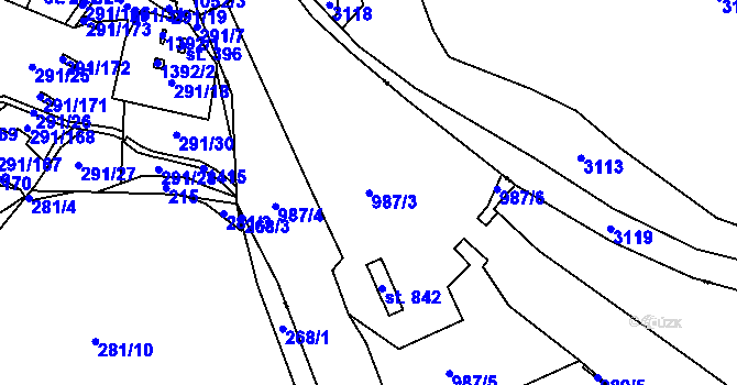 Parcela st. 987 v KÚ Podhrad, Katastrální mapa