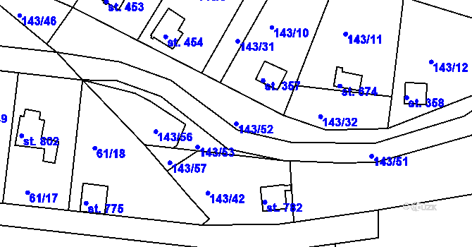 Parcela st. 143/52 v KÚ Podhrad, Katastrální mapa