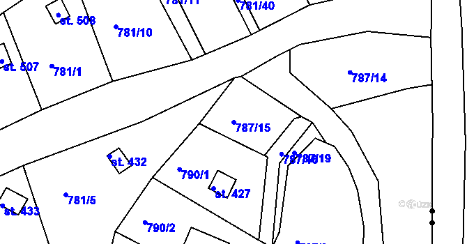 Parcela st. 787/15 v KÚ Podhrad, Katastrální mapa