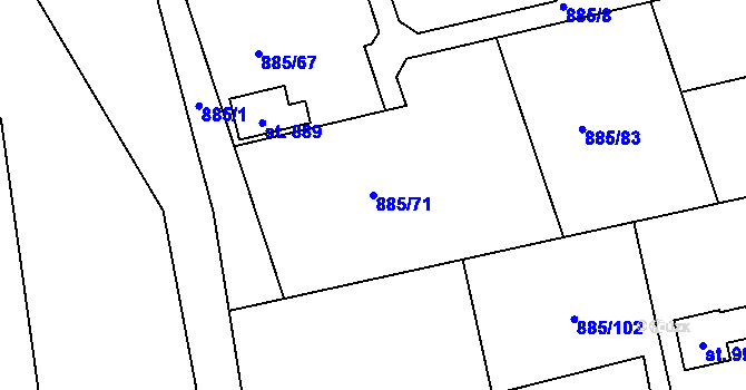 Parcela st. 885/71 v KÚ Podhrad, Katastrální mapa