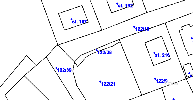 Parcela st. 122/38 v KÚ Podhrad, Katastrální mapa