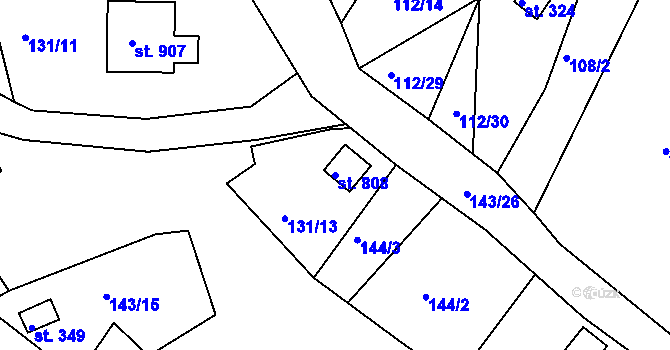 Parcela st. 808 v KÚ Podhrad, Katastrální mapa